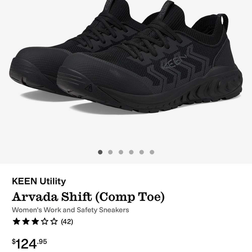 Keen Black Arvada Shift Work Sneakers comp toe.